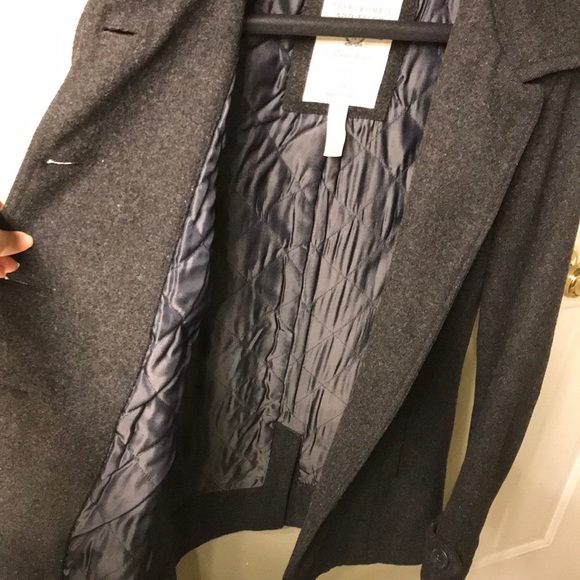 88% Wool Abercrombie & Fitch Charcoal Black Fitted Coat - Picture 5 of 14